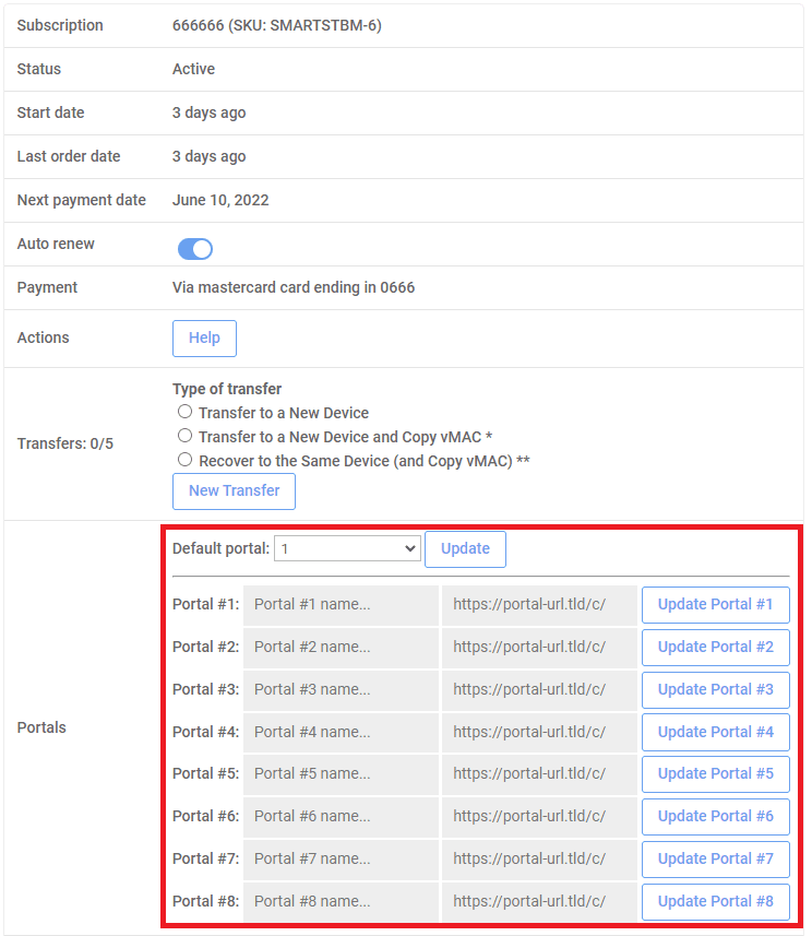 Default portal set to Portal 1