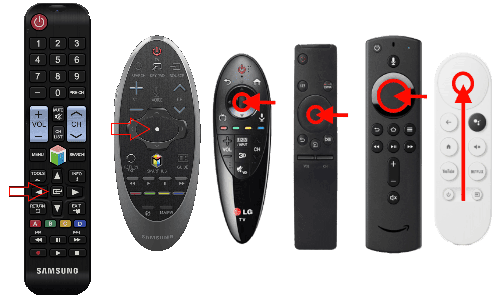 TV remotes showing the OK button