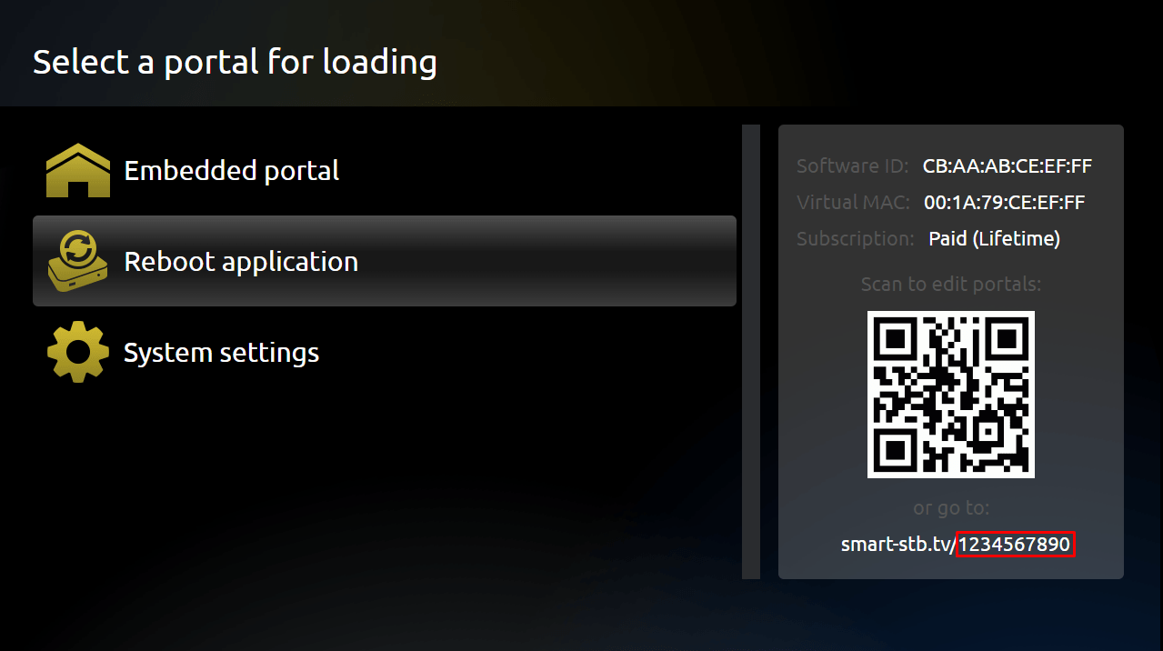 Smart STB loading portal screen