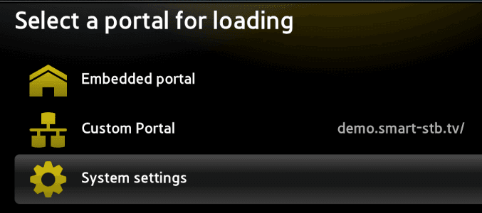 Smart STB Portals menu